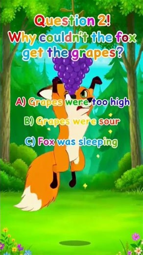 🦊 Fox and the Grapes Quiz | Fun Kids Story Quiz | Moral Story Quiz for Kids