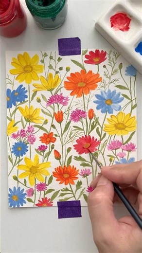 🌼🍃Flowers Painting | Gouache Floral Art