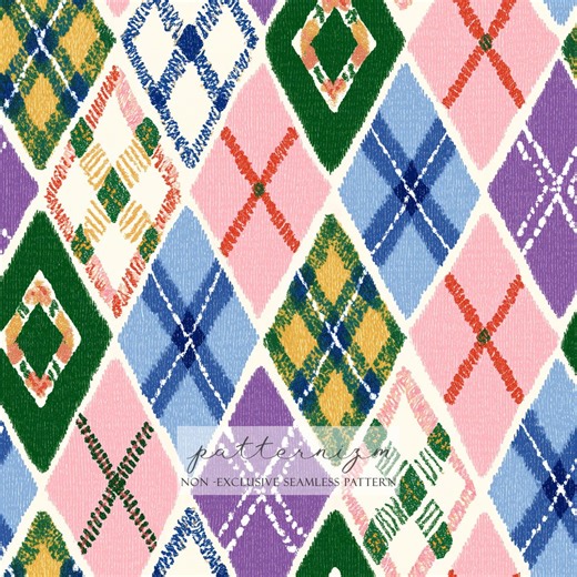 Colorful Argyle Seamless Pattern – Drawn Diamond Plaid, Playful Knitted Look Digital Paper for Fabric & Crafts - Etsy UK