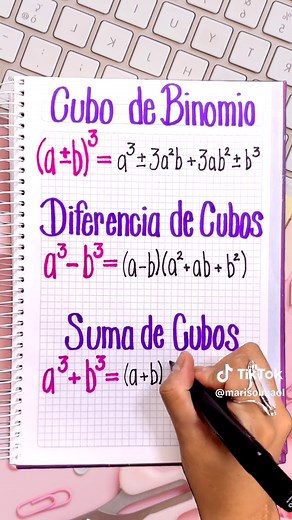 Cubo de binomio y diferencias de cubos explicados
