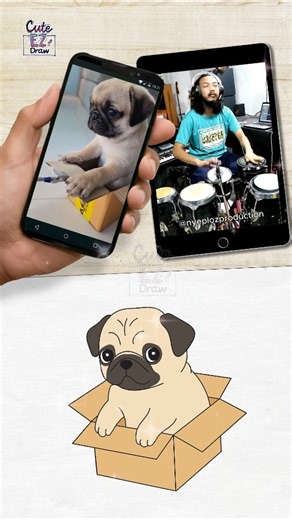 😍 Cute Pug Easydrawing 😅 #howtodraw #cute #funny #pug #dog