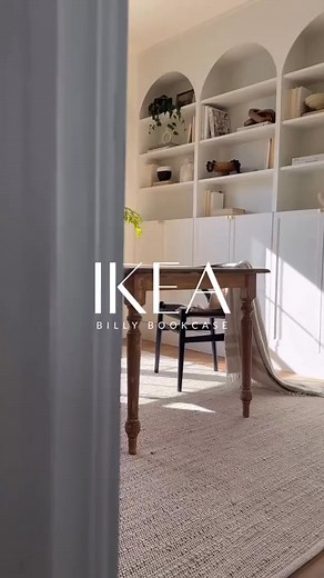 IKEA BILLY BOOKCASE HACK 👇🏼 with a few simple (and affordable) tricks you can completely transform the basic IKEA billy bookcase into a custom looking arch bookcase! follow @sagephillipshome for diys, hacks, home decor and styling inspo! • • • #ikeabilly #homeofficedecor #homeoffice #deskdecor #homedesign #homedecor #diyhome #diy #diyhomedecor #diyideas #ikeahacks #ikeahome #ikeahack #ikeafinds #ikea #billybookcase | Sage Phillips
