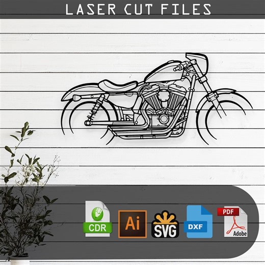 Sportster 48 Bobber - SVG DXF AI Pdf Cdr Eps - Laser Cut Motorcycle Silhouette - Etsy