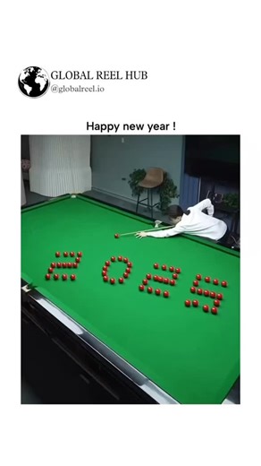 GLOBAL REEL on Instagram: "Dm for Credit / Removal The post showcases a viral New Year's trick shot on a snooker table, where red billiard balls arranged as "2025" scatter via a precise cue strike to reform as "2026", capturing the transition to 2026 in under 11 seconds.Shared by NoContextHumans , known for posting decontextualized humorous videos, it exploded with 30,000 likes and 2.7 million views shortly after midnight on December 31, 2025, reflecting peak holiday engagement. Viewer responses