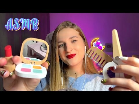 ASMR Wooden Makeup Magic 🪵💄Gentle Application & Soft Whispers for Tranquil Beauty✨