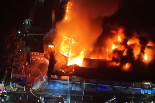 Drone pilot who flew over firefighters battling huge blaze given four-figure fine in ‘first conviction of its kind’