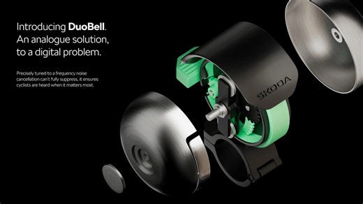 Skoda develops a bicycle bell that penetrates noise cancellation to announce its presence.