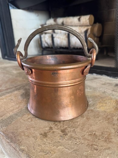 Vintage Copper Cauldron With Black Wrought Iron Handle, Copper Planter/pail - Etsy