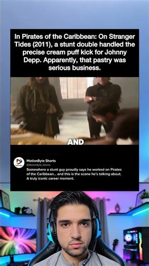 In Pirates of the Caribbean: On Stranger Tides (2011), a stunt double handled the precise