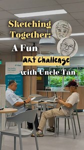 Jeff Lai Pin Nean🇸🇬🇲🇾 on Instagram: "Found an unexpected sketch buddy today at @ntuchealth Active Ageing Centre (Whampoa). Uncle Tan is actually the art teacher here, guiding his friends in sketching. Ended up getting my own portrait too! Hehe 😆"