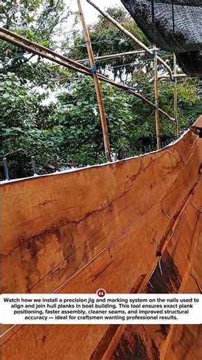 Efficient Hull Plank Marking & Jig Setup for Fast Boat Building 🚤 #Shorts