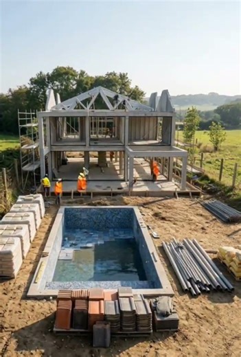 Incredible Modern House & Pool Construction Timelapse! 🏗️🏊‍♂️