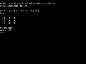 How to find the trace of a matrix in Matlab