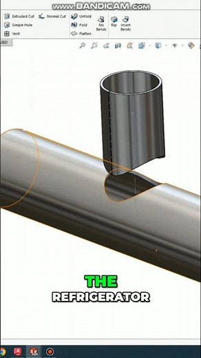 Pipe Development Design In Solidworks|Flatten Pipe Insert Bend #solidworks | #autocad | #shortvideo