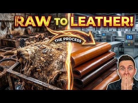 “Raw Hide to Leather – Bull Leather Factory Process Full Video!”