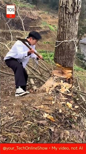 WATCH THIS 👀AXE VS TREE in action 🌲⚡#shorts #crafts #skills #manualwork