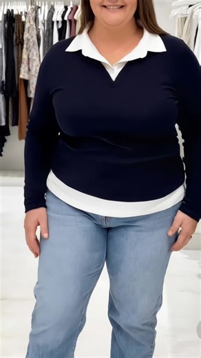 Women's Colorblock patchwork Faux Two-piece Shirt Collar Slim Fit Long Sleeve Top, Simple Comfortable Daily Wear, Versatile Stylish Blouse #tiktok #tiktokshop #tiktokmademebuyit #fyp #women