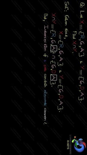Let X={R,G,A} and Y={G,D,A}. Find X∩Y.