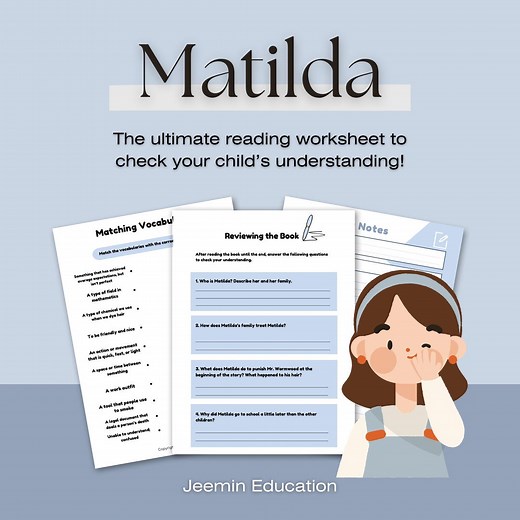 Matilda Novel Study: Reading Comprehension, Vocabulary Activities & Answer Key | Printable PDF for Teachers, Homeschoolers - Etsy