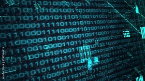 Blue binary code glowing shining encryption data, Privacy security protection network encode decode online access concept