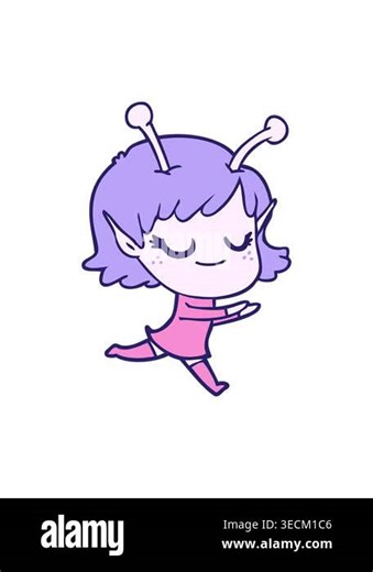 pressure popping animation of smiling alien girl drawing Stock Video Footage - Alamy