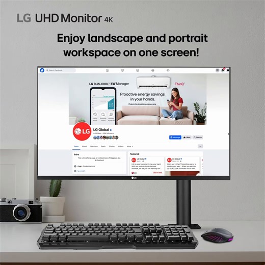 From code to design mode🎨 LG UHD Ergo Monitor’s ergonomic design lets you seamlessly work in landscape for creation and pivot 90˚ to portrait for text documents, reading and other tasks. Maximize your productivity and work flexibly with LG Ergo. Learn more here: https://www.lg.com/ph/monitors/lg-27un880-b #LifesGood | LG Global