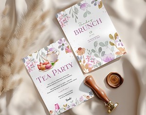 Tea Party Invitation Template | Floral Afternoon Tea Invite | Double Page Canva Card | Animated E-vite | Digital Download - Etsy