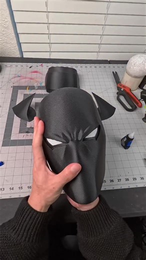 Mengbi Yang on Instagram: "Assembling a super bat cowl 🦇 Fully 3D printed, pieced together, and bringing it to life one step at a time. From raw prints to a clean fit—this is where the build starts. #3DPrinting #3DPrinted #BatmanCowl #BatCowl #CosplayBuild"