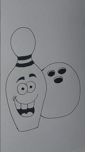 How To Draw A Bowling Pin And Ball 🎳