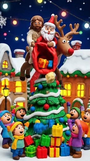 Jesus & Santa Share Christmas Joy – Claymation Christmas Gifts 🎄✨