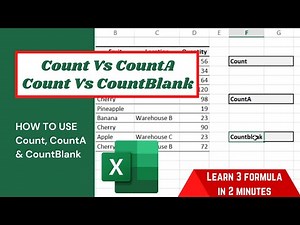 How to use CountA function, Count Formula & Countblank Function in excel | Excel for beginners