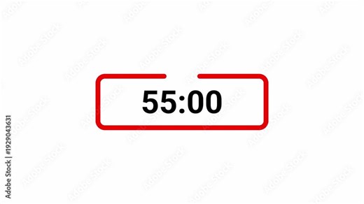 One Minute 4K Countdown Timer Animation from 60 to 0 Seconds with Transparent Alpha Channel Background