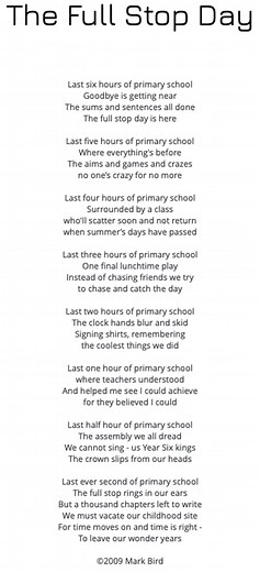 The Full Stop Day: a Year 6 Leavers Poem & the story behind it