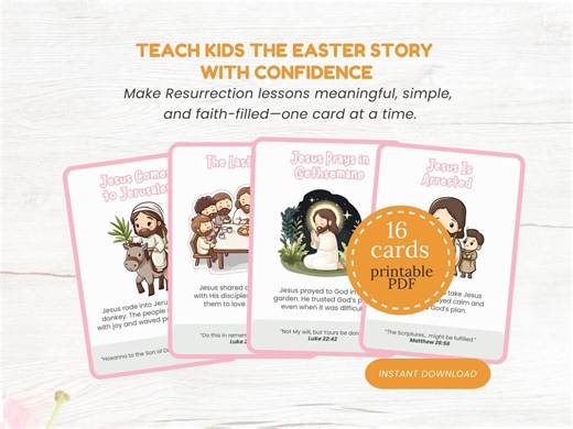 Christian Easter Printable Jesus Resurrection Story Cards Pack for Christian Kids Bible Easter Story Bible Verse Cards Jesus Story Cards Set - Etsy