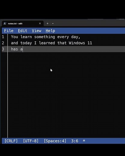 Use Edit from Windows Terminal to edit text files and scripts #shorts