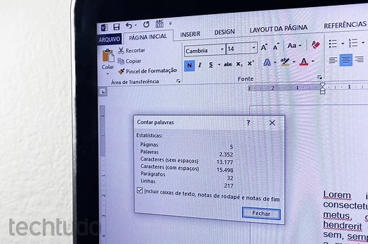 Como contar caracteres no Word