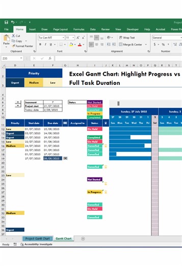 Excel Gantt Chart: Visualize Task Progress Effectively