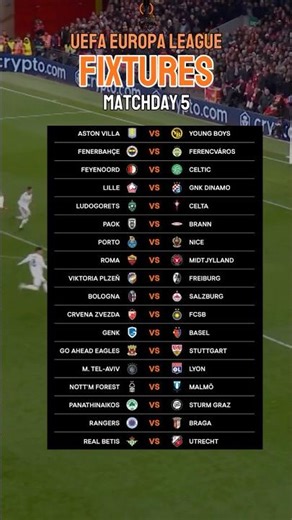 Europa League Matchday 5 Fixtures! #uel #europaleague #uefaeuropaleague