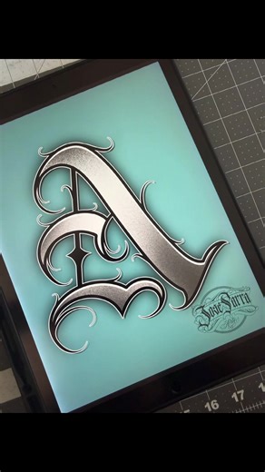 Letter A in Old English Calligraphy