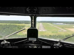 DC-3 In Cockpit Taxi, Takeoff and Landing Ocean County Airport NJ
