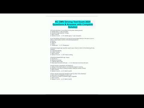 NC DMV Driving Test Exam 2024 Questions Answers with Complete Solution8