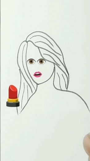 Easy Girl Face Sketch // Simple Pinterest Drawing Idea #Shorts