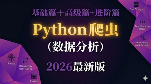 【Python爬虫】2026最细Python爬虫自学全套教程，全程干货无废话！从零基础小白进阶到爬虫大神看这套就够了！学会即可就业！