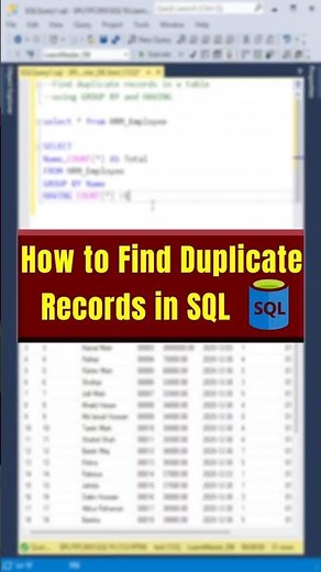 how to find duplicate Records in SQL #SQLServer #FindDuplicates #DataCleaning #SQLQueries #Database