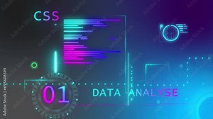 glowing neon graphic animation with magenta purple gradient background. Lines and data user interface graphic with glow shiny bright and animated
