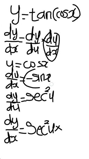 Derivative of tan(cosx) with respect to x. #differentiation #calculus #chainrule