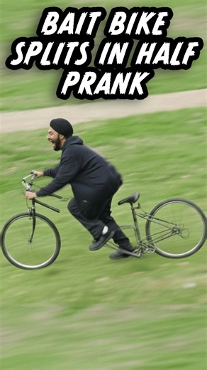 Jason Holden on Instagram: "Bait bike splits in half prank! Full video on our YouTube channel! Link in bio💪 #prank #viral #comedy #instantkarma #prankvideo #funnyvideos #funnypranks #baitprank"