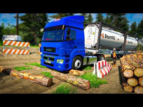 Trucks vs Fallen Tree | Cars vs Log | BeamNG.Drive