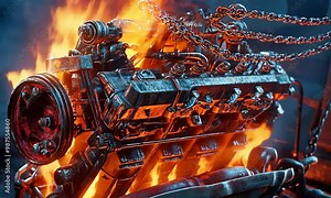 Fiery Engine - A Powerful and Dramatic Image