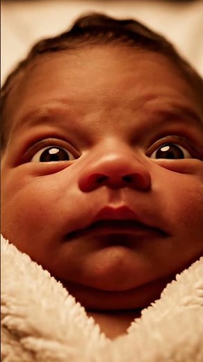 Newborn baby face closes eyes and opens them in close up. #newbornbaby #babyfashion